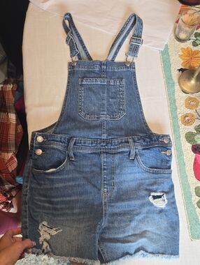 Girl's Cat And Jack Denim Overall Shortalls - Blue